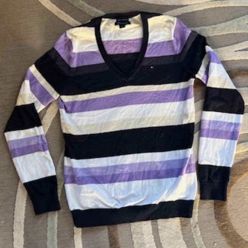 Tommy Hilfiger Women's Striped  Casual Sweater  Pima Cotton Blend  Size M